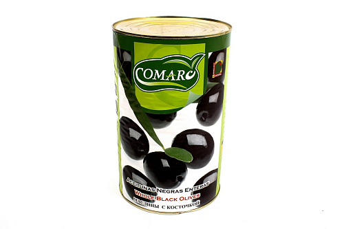 Маслины "КОМАРО" (COMARO) с косточкой (0.345 кг/0.410 кг/370  мл) ж/б *12