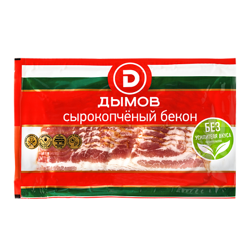 Бекон сыро-копченый нарезка Дымов 500г