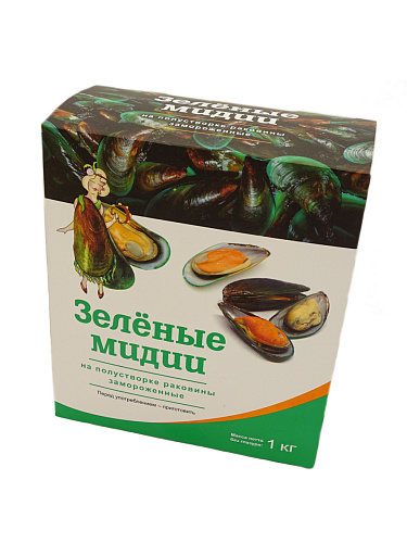 Мидии зелёные в 1/2 раковине GreenShell НоваяЗеландия 1 кг 