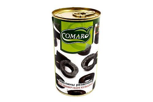 Маслины "КОМАРО" (COMARO) резаные (0.345 кг/0.410 кг/370 мл) ж/б *12